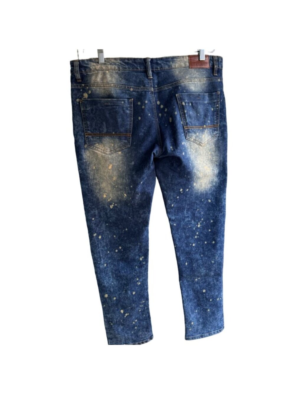 Southpole Mens Skinny Fit Blue Splatter Patchwork Jeans 36x32 Hip Hop Streetwear - Picture 2 of 13